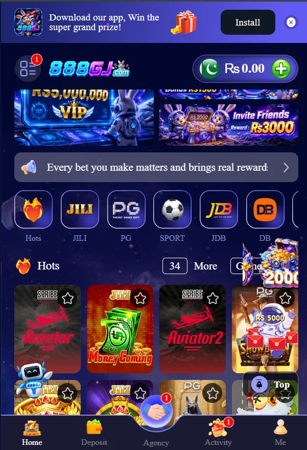 888gj game home page interface